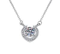 NZVCQVPU 14K White Necklaces for Women, Charm Choker Dainty Necklaces Hollow Geometric Design 1ct Round Lab Diamond Chain Necklace for Women White