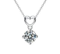 NZVCQVPU 14K White Necklaces for Women, Charm Choker Dainty Necklaces Hollow Heart with Round Lab Emerald Chain Necklace for Women White