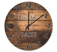 NZVCQVPU 15 inch Wall Clock Antique Vintage Wood Grain Board Round Wall Clocks Battery Operated Live Love Lake She Shed Decor Living Room Bedroom Kitchen Christmas Birthday Gift