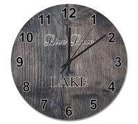 NZVCQVPU 15 inch Wall Clock Antique Vintage Wood Grain Board Round Wall Clocks Battery Operated Live Love Lake She Shed Decor Living Room Bedroom Kitchen Christmas Birthday Gift