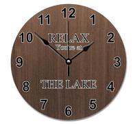 NZVCQVPU 15 inch Wall Clock Country Retro Weathered Wood Floor Wall Clocks Battery Operated Relax You're at The Lake Retired Decor for Living Room Bedroom Office Kitchen Wedding Gift