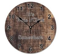 NZVCQVPU 15 inch Wall Clock Country Retro Wood Grain Style Large Wooden Wall Clocks Battery Operated Wine O'Clock Somewhere Decor Living Room Decor Gift for Man Woman Friend