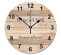 NZVCQVPU 15 inch Wall Clock Country Retro Wood Grain Style Large Wooden Wall Clocks Battery Operated Wine O'Clock Somewhere Decor Living Room Decor Gift for Man Woman Friend