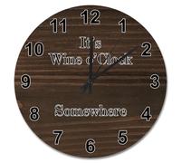 NZVCQVPU 15 inch Wall Clock Country Retro Wood Grain Style Large Wooden Wall Clocks Battery Operated Wine O'Clock Somewhere Decor Living Room Decor Gift for Man Woman Friend