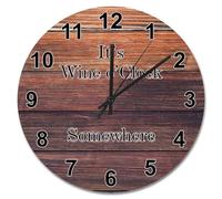 NZVCQVPU 15 inch Wall Clock Country Retro Wood Grain Style Large Wooden Wall Clocks Battery Operated Wine O'Clock Somewhere Decor Living Room Decor Gift for Man Woman Friend
