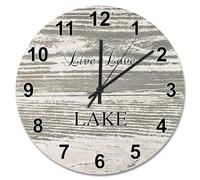 NZVCQVPU 15 inch Wall Clock Shabby Chic Weathered Wooden Wall Clocks Battery Operated Live Love Lake Silent She Shed Decor for Living Room Bedroom Office Kitchen Wedding Gift