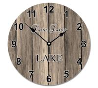NZVCQVPU 15 inch Wall Clock Shabby Chic Weathered Wooden Wall Clocks Battery Operated Live Love Lake Silent She Shed Decor for Living Room Bedroom Office Kitchen Wedding Gift