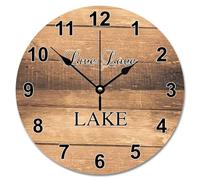 NZVCQVPU 15 inch Wall Clock Shabby Chic Weathered Wooden Wall Clocks Battery Operated Live Love Lake Silent She Shed Decor for Living Room Bedroom Office Kitchen Wedding Gift