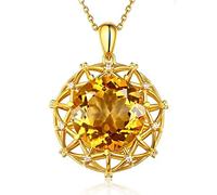 NZVCQVPU 18 Carat Chain Ladies Pendant Round with Citrine 11.3Ct Wedding Necklace for Women
