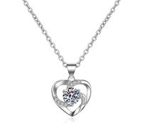 NZVCQVPU 18K Chain Necklace Women, Charm Choker Dainty Necklaces Hollow Heart with Lab Diamond Pendant Necklace for Women White