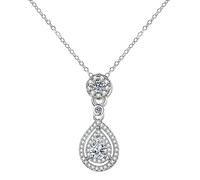 NZVCQVPU 18K Pendant Necklaces for Women, Charm Choker Dainty Necklaces Luxury Round Flower Waterdrop with Lab Diamond Chain Necklace for Women White