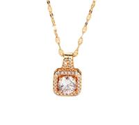 NZVCQVPU 18K Yellow Pendant Necklace for Women, Charm Choker Dainty Necklaces Shiny Square with Lab Diamond Chain Necklace for Women