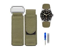 NZVCQVPU 22mm 24mm Nylon Watch Band Tudor BR Hook-and-loop Fastener Sport Steel Buckle Strap Black Blue