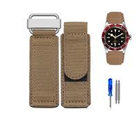 NZVCQVPU 22mm 24mm Nylon Watch Band Tudor BR Hook-and-loop Fastener Sport Steel Buckle Strap Black Blue