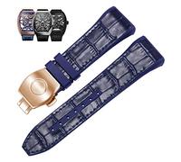 NZVCQVPU 28mm Nylon Genuine Leather Silicone Watch band Black Blue Folding Buckle Watch Strap For Franck Muller V45 Series Watchbands