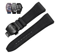 NZVCQVPU 28mm Nylon Genuine Leather Silicone Watch band Black Blue Folding Buckle Watch Strap For Franck Muller V45 Series Watchbands