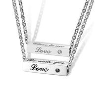 NZVCQVPU 2pcs Bar Amour gravé Soyez avec votre collier Titanium Steel Pendant Colliers pour couple