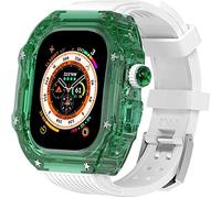 NZVCQVPU 49mm Clear Transparent Case Mod Kit Men Silicone Bands,For Series 8 45mm, Hard PC Cover Replacement Strap Upgrade Rm Style Watch Accessories,For watch Series 7 44mm