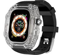 NZVCQVPU 49mm Clear Transparent Case Mod Kit Men Silicone Bands,For Series 8 45mm, Hard PC Cover Replacement Strap Upgrade Rm Style Watch Accessories,For watch Series 7 44mm