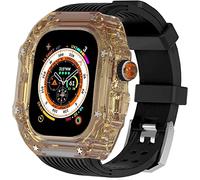 NZVCQVPU 49mm Clear Transparent Case Mod Kit Men Silicone Bands,For Series 8 45mm, Hard PC Cover Replacement Strap Upgrade Rm Style Watch Accessories,For watch Series 7 44mm