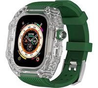 NZVCQVPU 49mm Clear Transparent Case Mod Kit Men Silicone Bands，For Series 8 45mm, Hard PC Cover Replacement Strap Upgrade Rm Style Watch Accessories，For watch Series 7 44mm