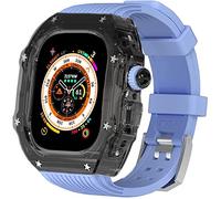 NZVCQVPU 49mm Clear Transparent Case Mod Kit Men Silicone Bands,For Series 8 45mm, Hard PC Cover Replacement Strap Upgrade Rm Style Watch Accessories,For watch Series 7 44mm