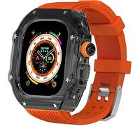 NZVCQVPU 49mm Clear Transparent Case Mod Kit Men Silicone Bands,For Series 8 45mm, Hard PC Cover Replacement Strap Upgrade Rm Style Watch Accessories,For watch Series 7 44mm
