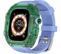 NZVCQVPU 49mm Clear Transparent Case Mod Kit Men Silicone Bands,For Series 8 45mm, Hard PC Cover Replacement Strap Upgrade Rm Style Watch Accessories,For watch Series 7 44mm