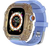 NZVCQVPU 49mm Clear Transparent Case Mod Kit Men Silicone Bands,For Series 8 45mm, Hard PC Cover Replacement Strap Upgrade Rm Style Watch Accessories,For watch Series 7 44mm
