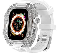 NZVCQVPU 49mm Clear Transparent Case Mod Kit Men Silicone Bands,For Series 8 45mm, Hard PC Cover Replacement Strap Upgrade Rm Style Watch Accessories,For watch Series 7 44mm