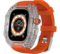 NZVCQVPU 49mm Clear Transparent Case Mod Kit Men Silicone Bands,For Series 8 45mm, Hard PC Cover Replacement Strap Upgrade Rm Style Watch Accessories,For watch Series 7 44mm