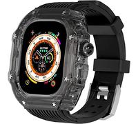 NZVCQVPU 49mm Clear Transparent Case Mod Kit Men Silicone Bands,For Series 8 45mm, Hard PC Cover Replacement Strap Upgrade Rm Style Watch Accessories,For watch Series 7 44mm