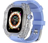 NZVCQVPU 49mm Clear Transparent Case Mod Kit Men Silicone Bands，For Series 8 45mm, Hard PC Cover Replacement Strap Upgrade Rm Style Watch Accessories，For watch Series 7 44mm