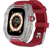 NZVCQVPU 49mm Clear Transparent Case Mod Kit Men Silicone Bands，For Series 8 45mm, Hard PC Cover Replacement Strap Upgrade Rm Style Watch Accessories，For watch Series 7 44mm