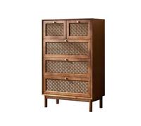 NZVCQVPU 5-Drawer Rattan Chest of Drawers - Tall Dresser for Bedroom Living Room Hallway Entryway - Stylish Storage nizer Cabinet for Bedroom & Closet