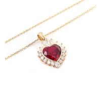 NZVCQVPU 9 colliers de karat pour femmes, forme de cœur avec chaîne de collier rouge rubis pour pendentif