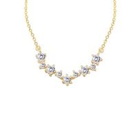 NZVCQVPU 9K/14K/18K Necklace for Women, Simple White Round Moissanite Gemstone Pendant Jewellery 16+2 Inch