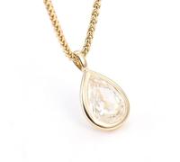 NZVCQVPU 9K/14K/18K Necklace for Women, Teardrop White 1/2/3ct Moissanite Gemstone Pendant Jewellery Chain Length 16+2 Inch