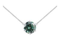 NZVCQVPU 9K/14K/18K White Necklace for Women, Simple Green Round Moissanite Gemstone Pendant Jewellery Chain 16+2 Inch