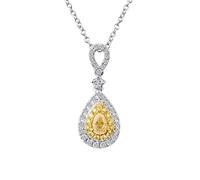 NZVCQVPU 9K/14K/18K White Necklace for Women, Teardrop Yellow Moissanite Gemstone Pendant Jewellery Chain Length 16+2 Inch