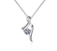 NZVCQVPU 9K Chain Necklace Women, Charm Choker Dainty Necklaces Elegant Knot with Round Lab Diamond Pendant Necklace for Women White