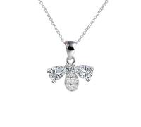 NZVCQVPU 9K Necklace Chain Women, Charm Choker Dainty Necklaces Bee Design with Waterdrop Round Lab Diamond Pendant Necklace for Women White