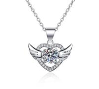NZVCQVPU 9K Necklace Pendants for Women, Charm Choker Dainty Necklaces Hollow Heart Wing with Lab Diamond Chain Necklace for Women White