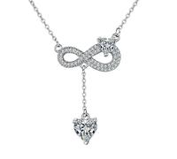 NZVCQVPU 9K Pendant Necklace for Women, Charm Choker Dainty Necklaces Infinity Heart Round Lab Diamond Chain Necklace for Women White