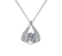 NZVCQVPU 9K Pendant Necklace for Women, Charm Choker Dainty Necklaces Shiny Hollow Waterdrop 4 Prong Round Lab Diamond Chain Necklace for Women White