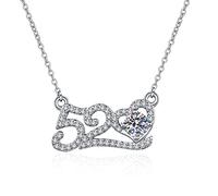 NZVCQVPU 9K White Necklace Chain for Women, Charm Choker Dainty Necklaces 520 Hollow Heart with Round Lab Diamond Pendant Necklace for Women White