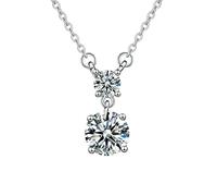 NZVCQVPU 9K White Necklace Chain for Women, Charm Choker Dainty Necklaces Double 4 Prong Round Lab Diamond Pendant Necklace for Women White