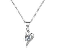 NZVCQVPU 9K White Pendant Necklace for Women, Charm Choker Dainty Necklaces Classic Heart with 4 Prong Round Lab Diamond Chain Necklace for Women White