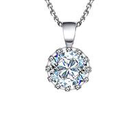 NZVCQVPU 9K White Pendant Necklace for Women, Charm Choker Dainty Necklaces Shiny 12 Prong Round Lab Diamond Chain Necklace for Women White
