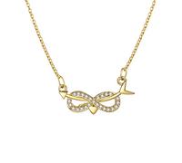 NZVCQVPU 9K Yellow Necklace Chain Women, Charm Choker Dainty Necklaces Arrow Infinity Heart with Round Lab Diamond Pendant Necklace for Women